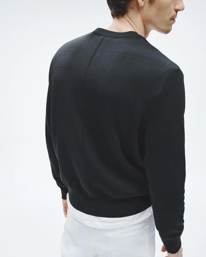 Rag and Bone York Viscose Crew Black Men Sweaters