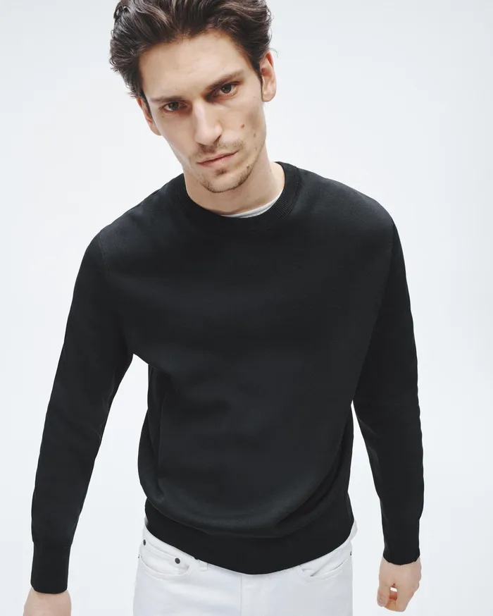 Rag and Bone York Viscose Crew Black Men Sweaters