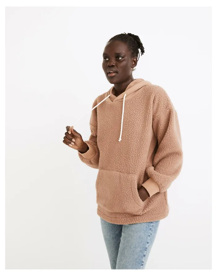 Resourced Fleece Bubble Sleeve Hoodie Sweatshirt Faded Earth Women Madewell Sweatshirts and Sweatpants
