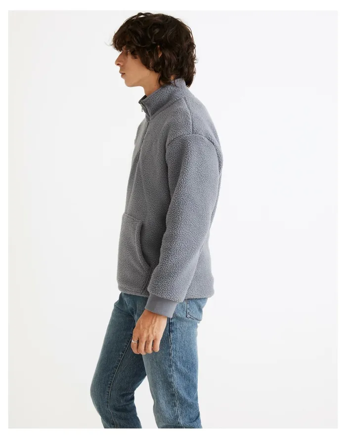 Resourced Sherpa Half Zip Sweatshirt Sunfaded Indigo Men Madewell Sweatshirts and Sweatpants Resourced Sherpa Half Zip Sweatshirt Sunfaded Indigo Men Madewell Sweatshirts and Sweatpants
