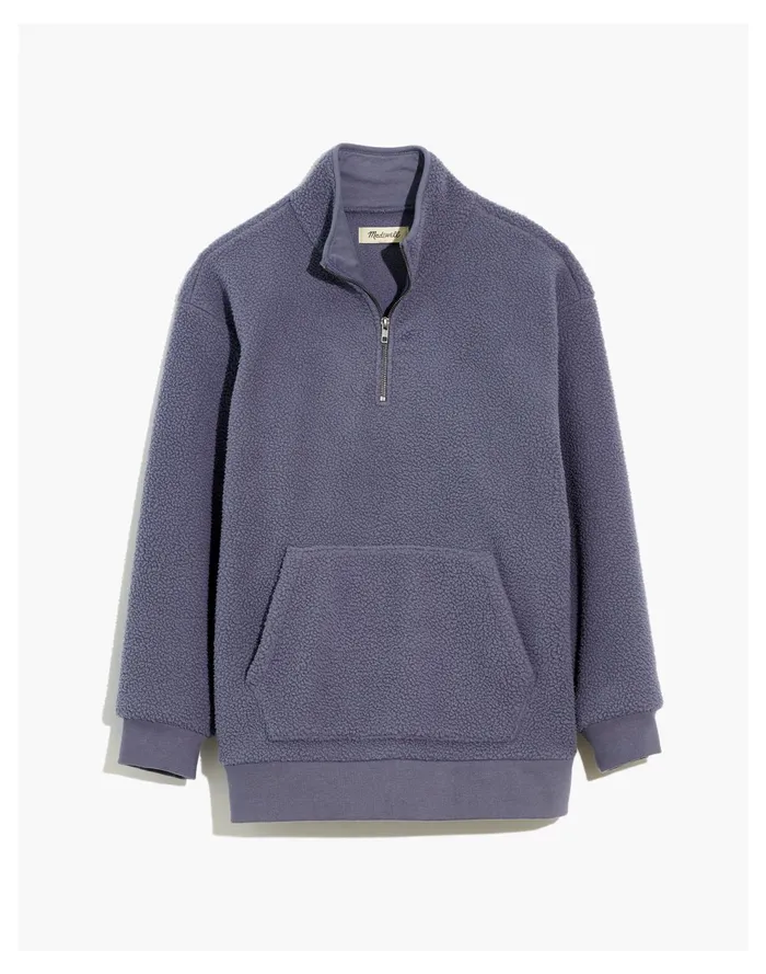 Resourced Sherpa Half Zip Sweatshirt Sunfaded Indigo Men Madewell Sweatshirts and Sweatpants Resourced Sherpa Half Zip Sweatshirt Sunfaded Indigo Men Madewell Sweatshirts and Sweatpants