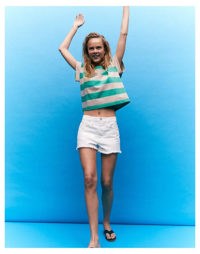 Relaxed Denim Shorts In Tile White Tile White Women Madewell Shorts