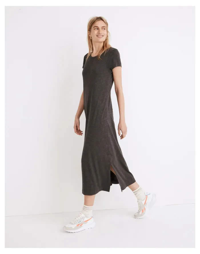Relaxed Midi Tee Dress Hthr Charcoal Women Madewell Dresses Relaxed Midi Tee Dress Hthr Charcoal Women Madewell Dresses