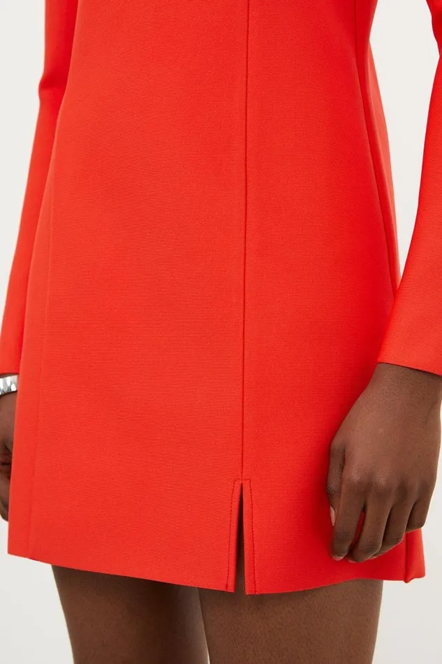 Relaxed Structured Knit Bandage Mini Dress Red Women Karen Millen Dresses