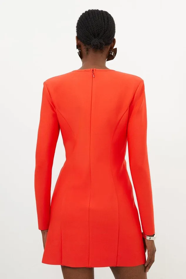 Relaxed Structured Knit Bandage Mini Dress Red Women Karen Millen Dresses