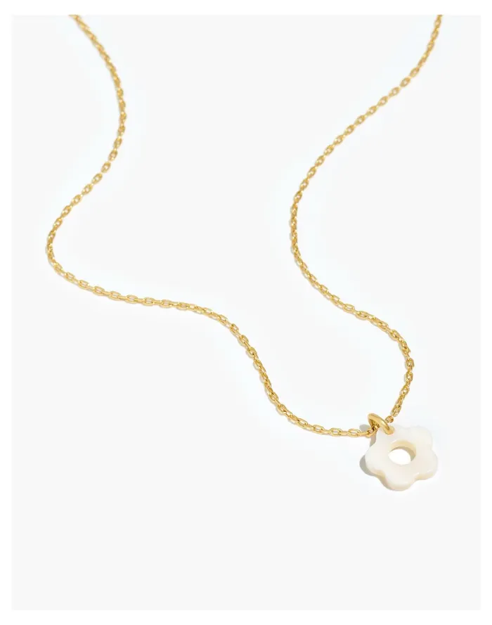 Retro Daisy Mother Of Pearl Pendant Necklace Vintage Gold Women Madewell Necklaces