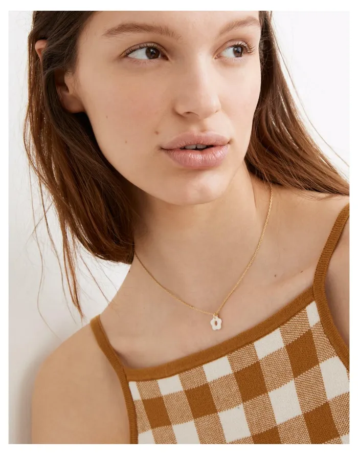 Retro Daisy Mother Of Pearl Pendant Necklace Vintage Gold Women Madewell Necklaces Retro Daisy Mother Of Pearl Pendant Necklace Vintage Gold Women Madewell Necklaces