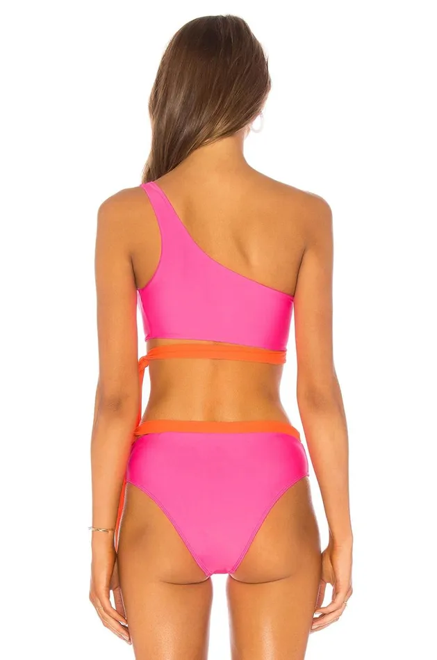 Retro Top Pink and Orange Women Lovers Friends Swimwear