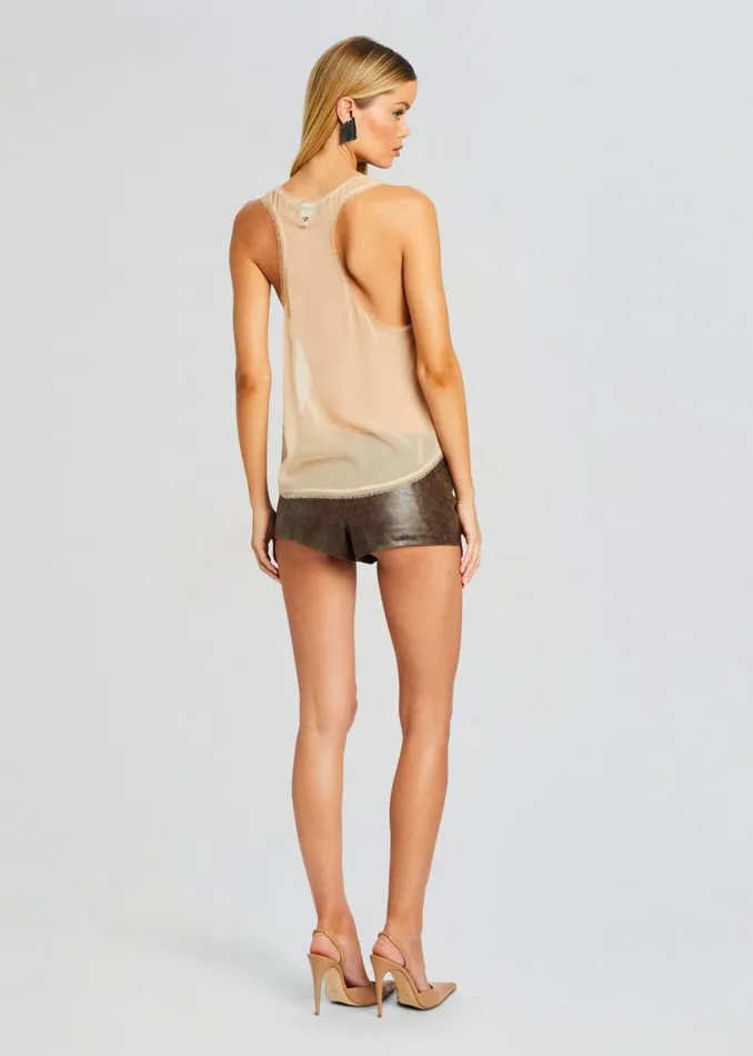 Retrofete Bottoms Aven Leather Short Vintage Brown 8211 Women