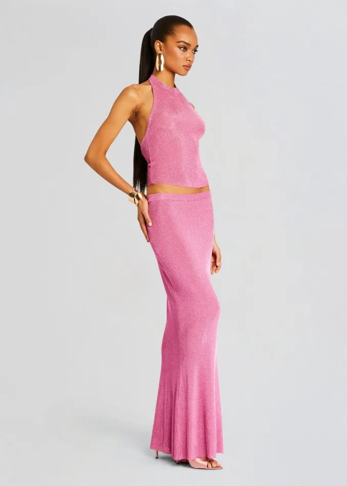 Retrofete Bottoms Harmony Metallic Knit Maxi Skirt Bubblegum Pink 8211 Women Retrofete Bottoms Harmony Metallic Knit Maxi Skirt Bubblegum Pink 8211 Women
