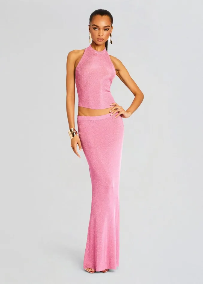 Retrofete Bottoms Harmony Metallic Knit Maxi Skirt Bubblegum Pink 8211 Women Retrofete Bottoms Harmony Metallic Knit Maxi Skirt Bubblegum Pink 8211 Women