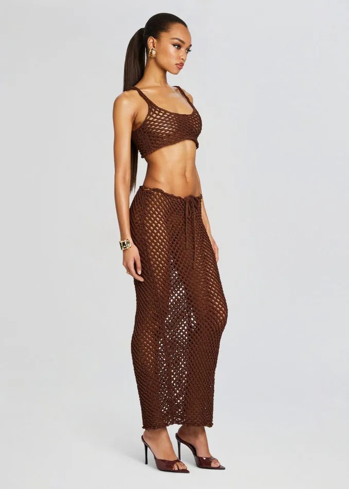 Retrofete Bottoms Magen Knitted Skirt Dark Brown 8211 Women