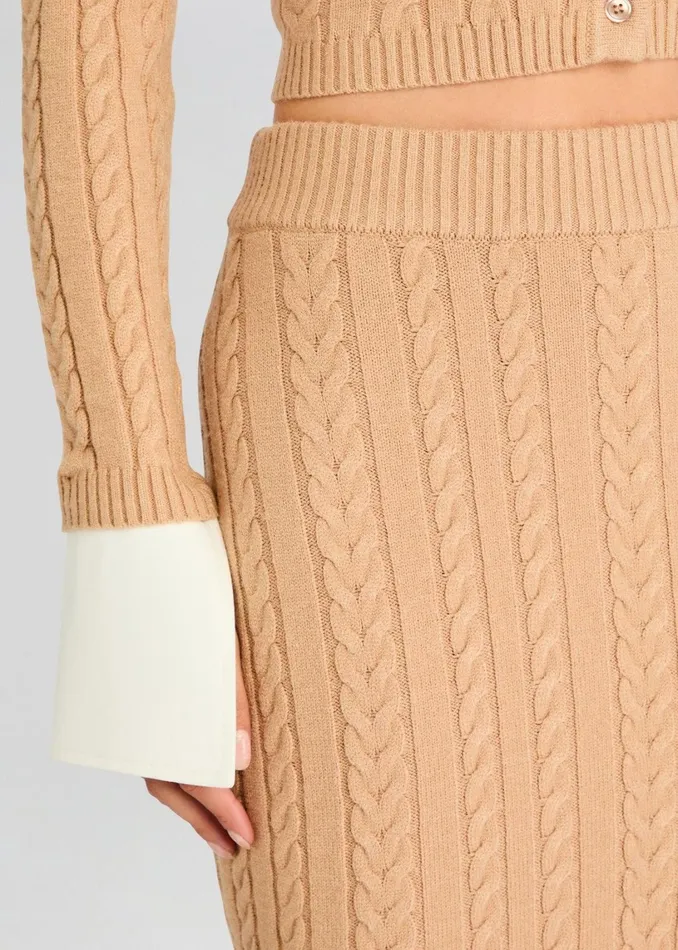 Retrofete Bottoms Prunella Cable Knit Skirt Tan 8211 Women