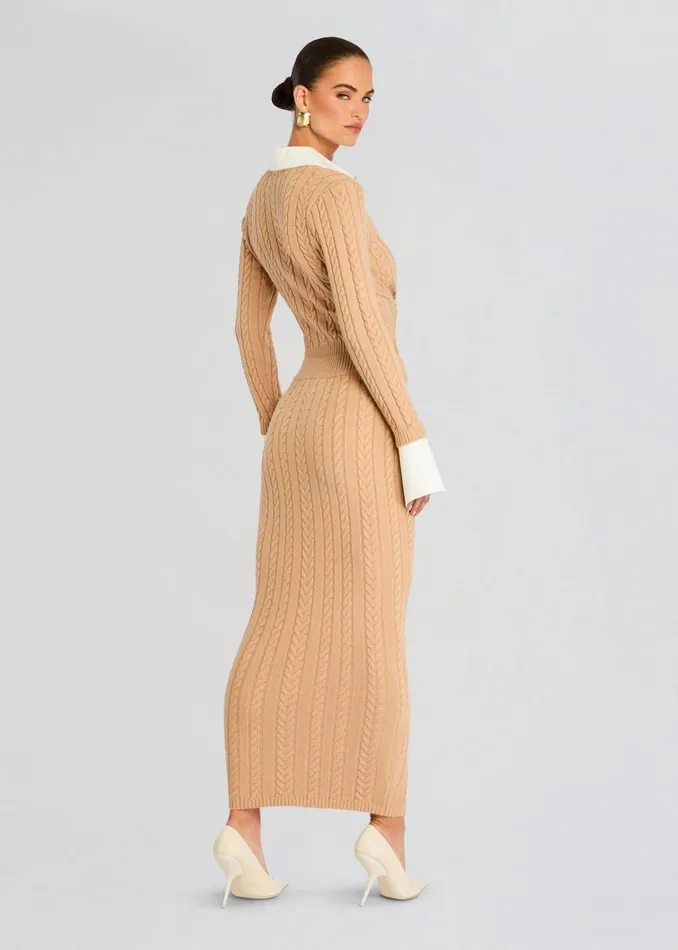 Retrofete Bottoms Prunella Cable Knit Skirt Tan 8211 Women