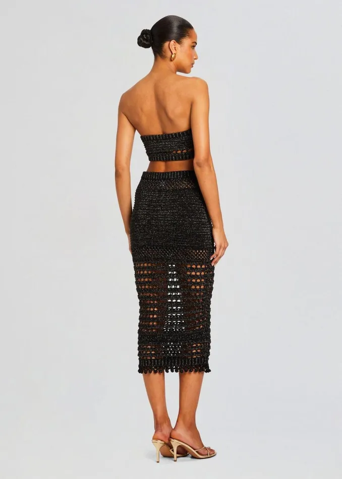 Retrofete Bottoms Raya Knit Crochet Skirt Blackgold 8211 Women