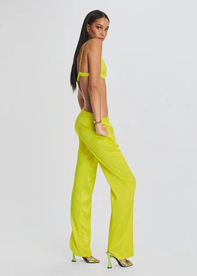 Retrofete Bottoms Suki Silk Pant Neon Lime 8211 Women