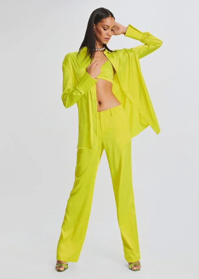 Retrofete Bottoms Suki Silk Pant Neon Lime 8211 Women
