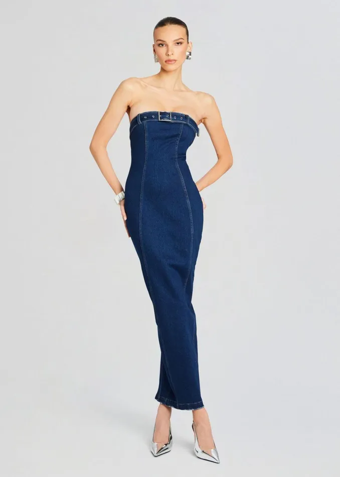 Retrofete Denim Aaliyah Dress Deep Sea 8211 Women