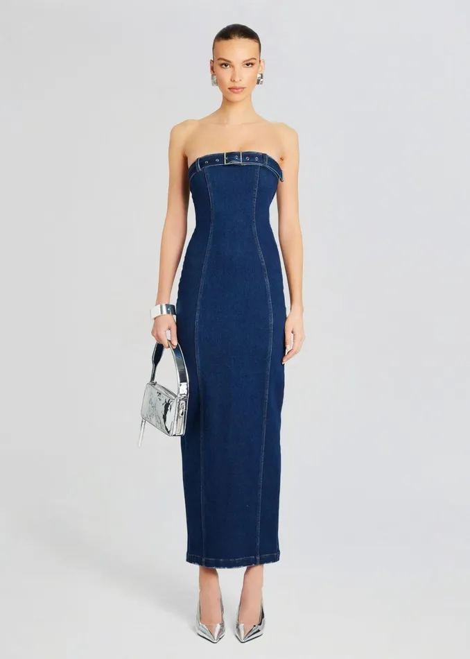 Retrofete Denim Aaliyah Dress Deep Sea 8211 Women