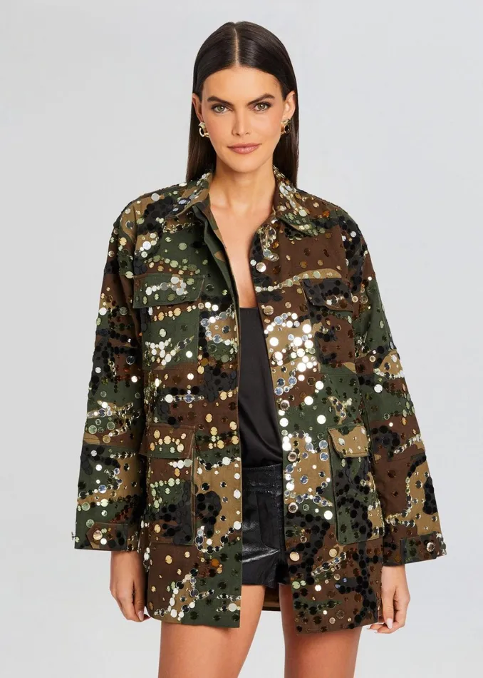 Retrofete Denim Arlie Embellished Jacket Camo 8211 Women