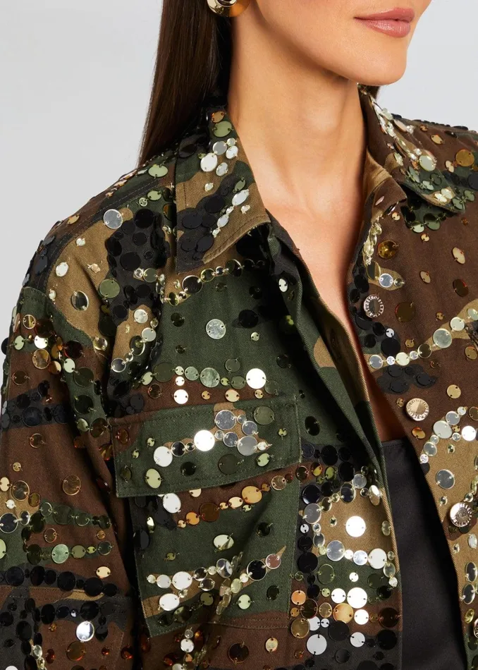 Retrofete Denim Arlie Embellished Jacket Camo 8211 Women