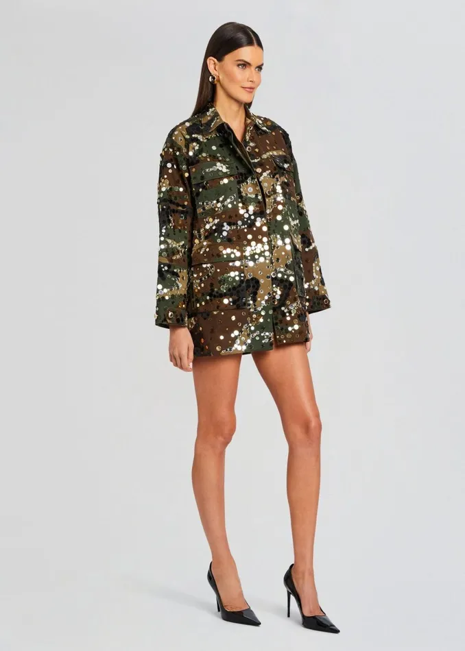 Retrofete Denim Arlie Embellished Jacket Camo 8211 Women