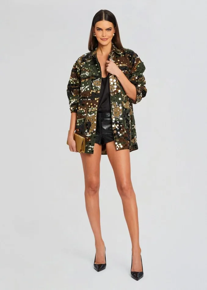 Retrofete Denim Arlie Embellished Jacket Camo 8211 Women