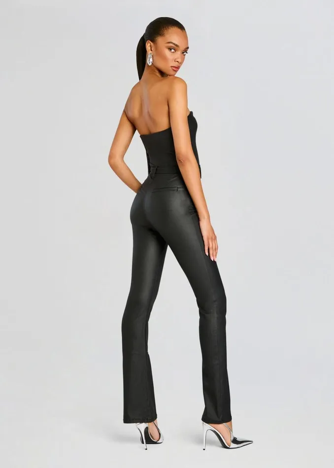 Retrofete Denim Vice Slim Flare Coated Jumpsuit Coated Black 8211 Women