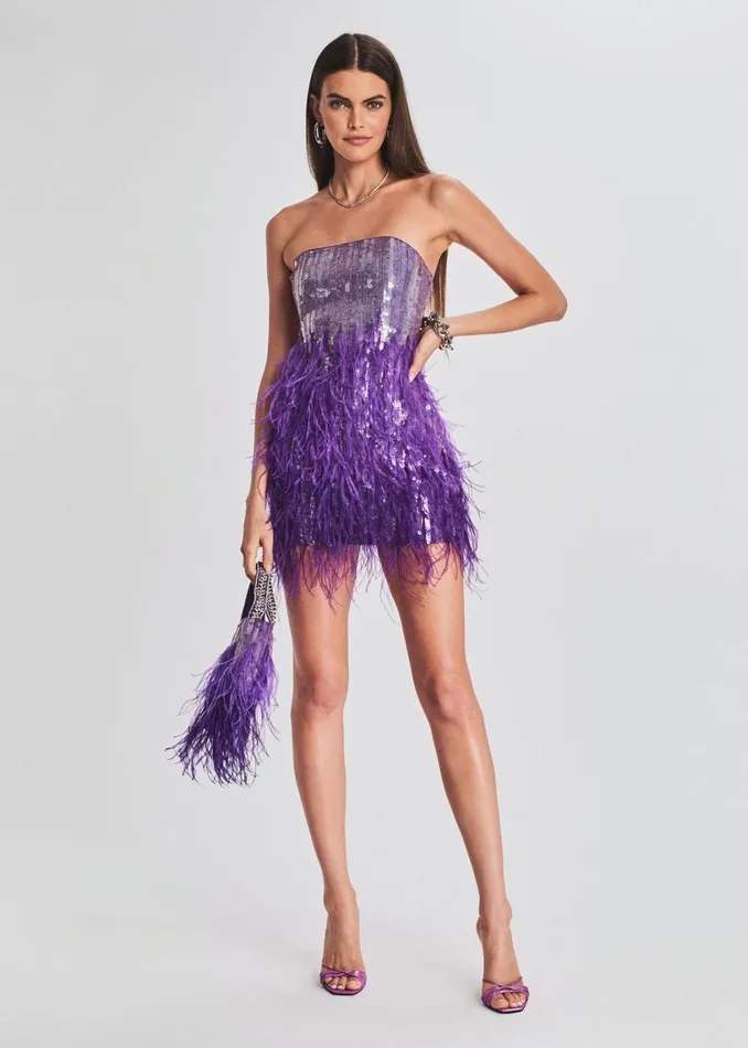 Retrofete Dresses Anastasia Sequin Feather Dress Ultra Violet 8211 Women