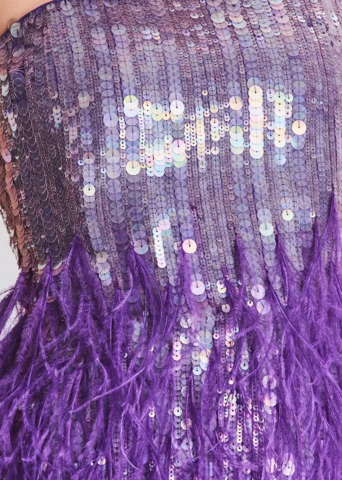 Retrofete Dresses Anastasia Sequin Feather Dress Ultra Violet 8211 Women