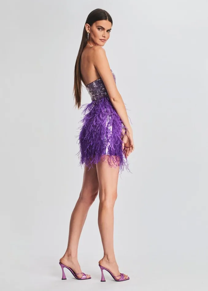 Retrofete Dresses Anastasia Sequin Feather Dress Ultra Violet 8211 Women