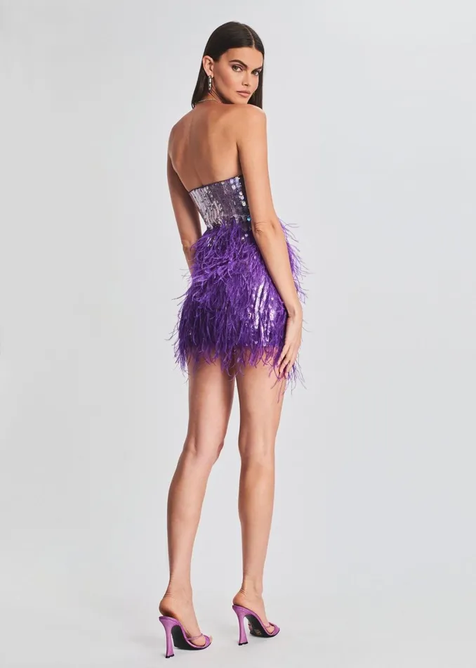 Retrofete Dresses Anastasia Sequin Feather Dress Ultra Violet 8211 Women