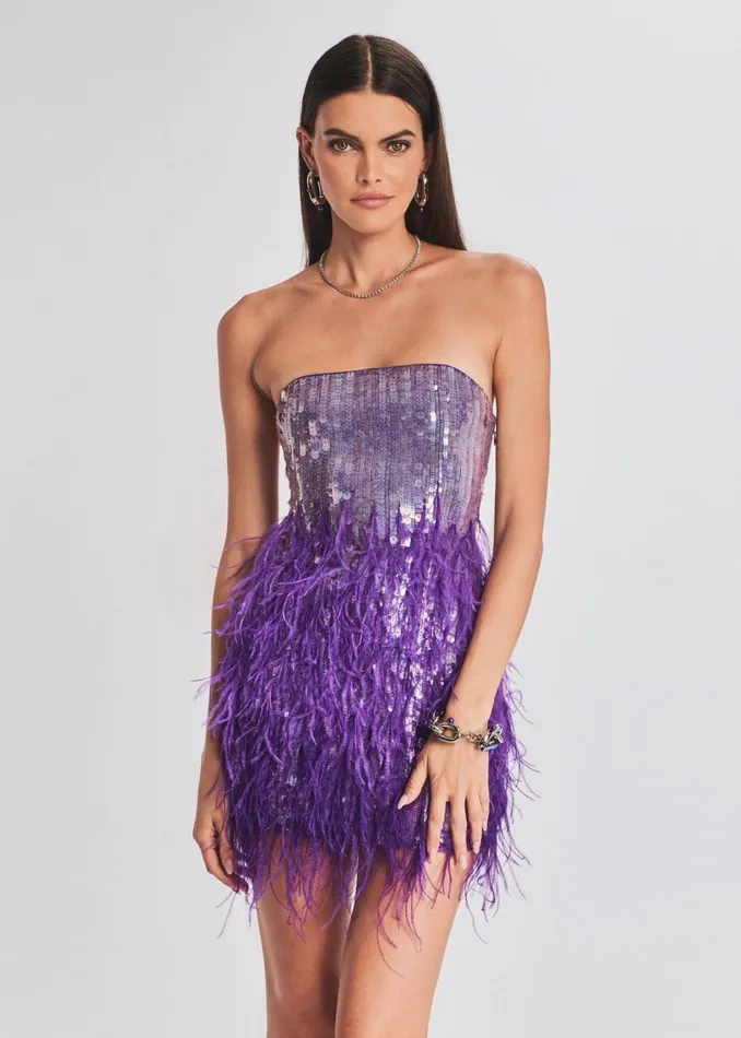 Retrofete Dresses Anastasia Sequin Feather Dress Ultra Violet 8211 Women