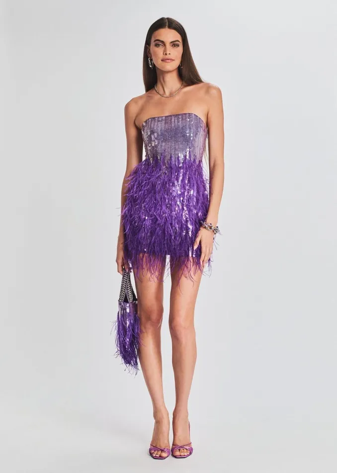 Retrofete Dresses Anastasia Sequin Feather Dress Ultra Violet 8211 Women