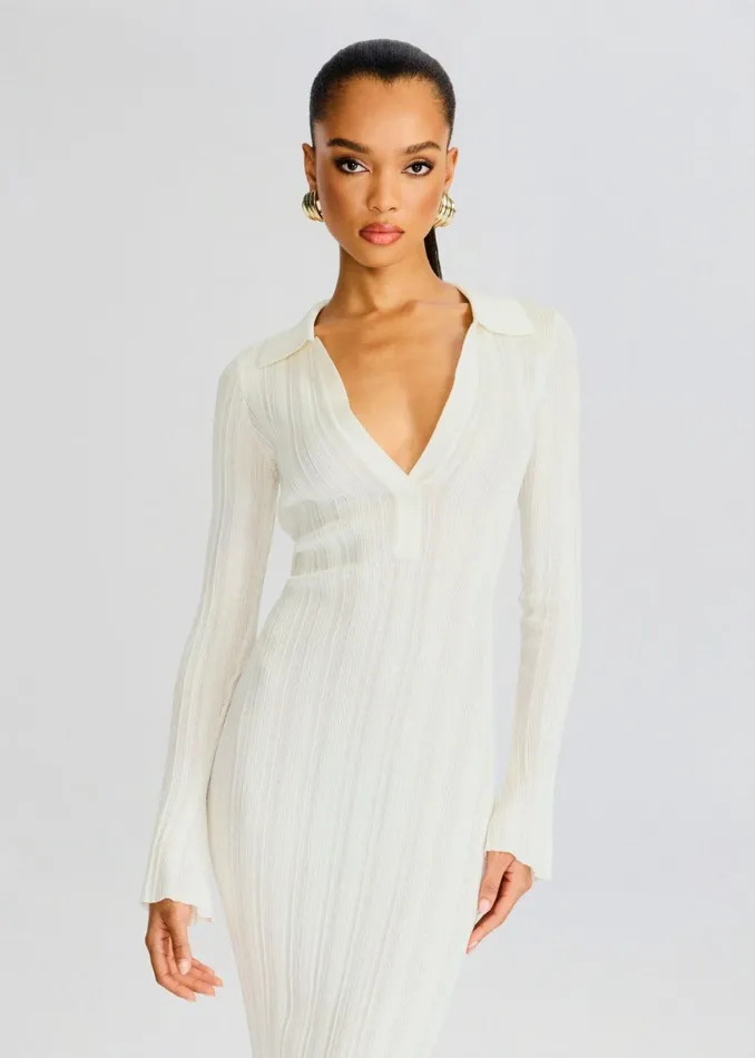 Retrofete Dresses Azula Rib Knit Maxi Dress Porcelain 8211 Women