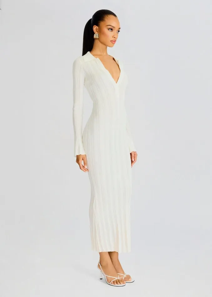 Retrofete Dresses Azula Rib Knit Maxi Dress Porcelain 8211 Women