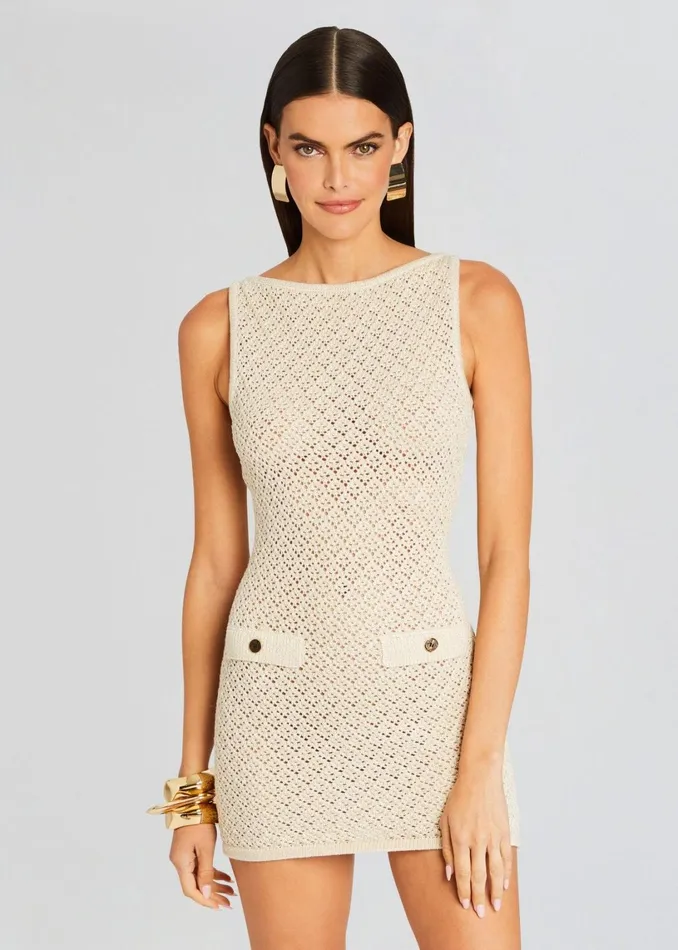 Retrofete Dresses Bregan Crochet Dress Metallic Ivory Gold 8211 Women