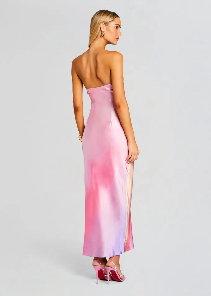 Retrofete Dresses Cerith Silk Strapless Midi Dress Sunset Tie Dye 8211 Women Retrofete Dresses Cerith Silk Strapless Midi Dress Sunset Tie Dye 8211 Women