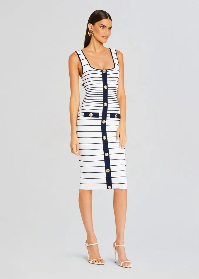 Retrofete Dresses Lyle Knit Dress Whitemetallic Navy 8211 Women