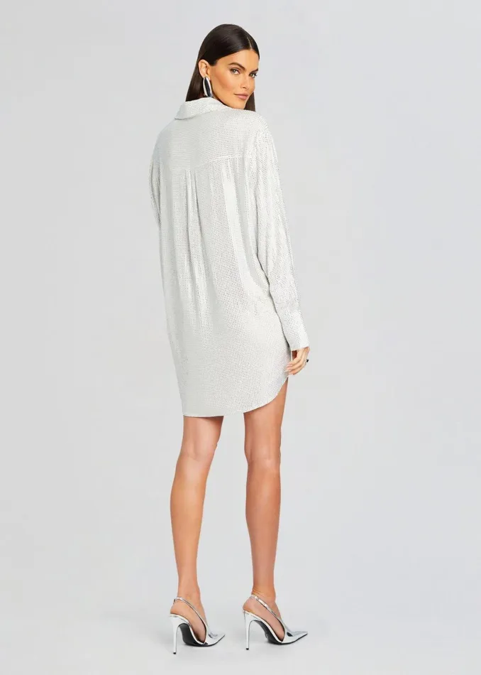 Retrofete Dresses Maddox Embellished Shirt Dress Whitesilver 8211 Women