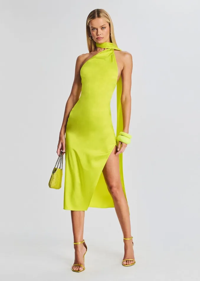 Retrofete Dresses Marissa Silk Dress Neon Lime 8211 Women