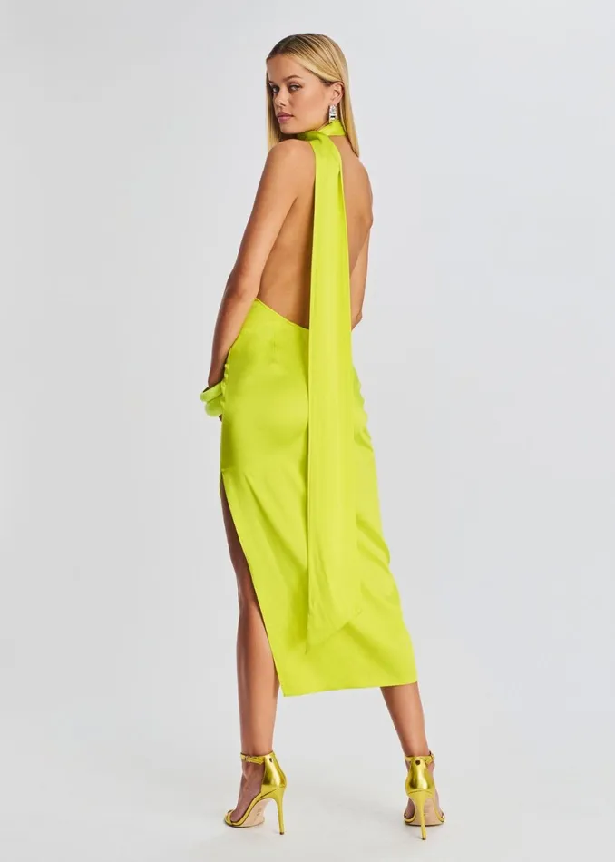 Retrofete Dresses Marissa Silk Dress Neon Lime 8211 Women