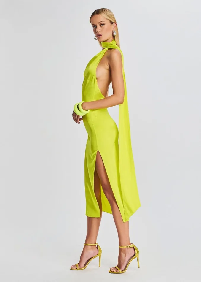 Retrofete Dresses Marissa Silk Dress Neon Lime 8211 Women