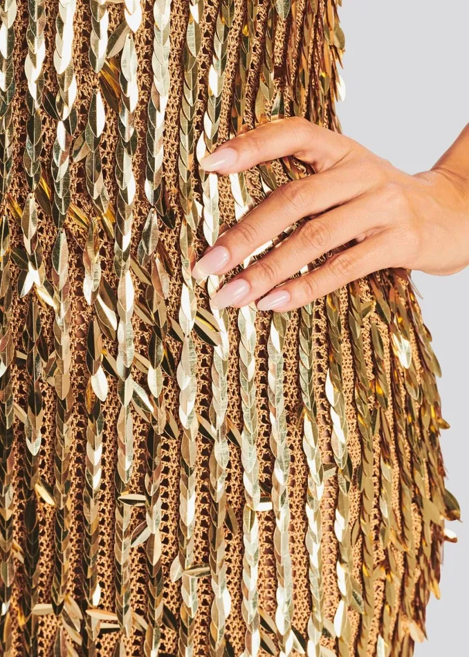 Retrofete Dresses Saros Feather Sequin Crochet Dress Gold 8211 Women