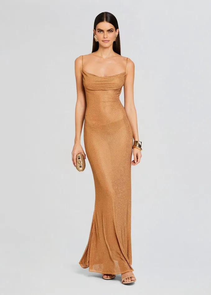 Retrofete Dresses Shilo Embellished Silk Dress Tannin 8211 Women