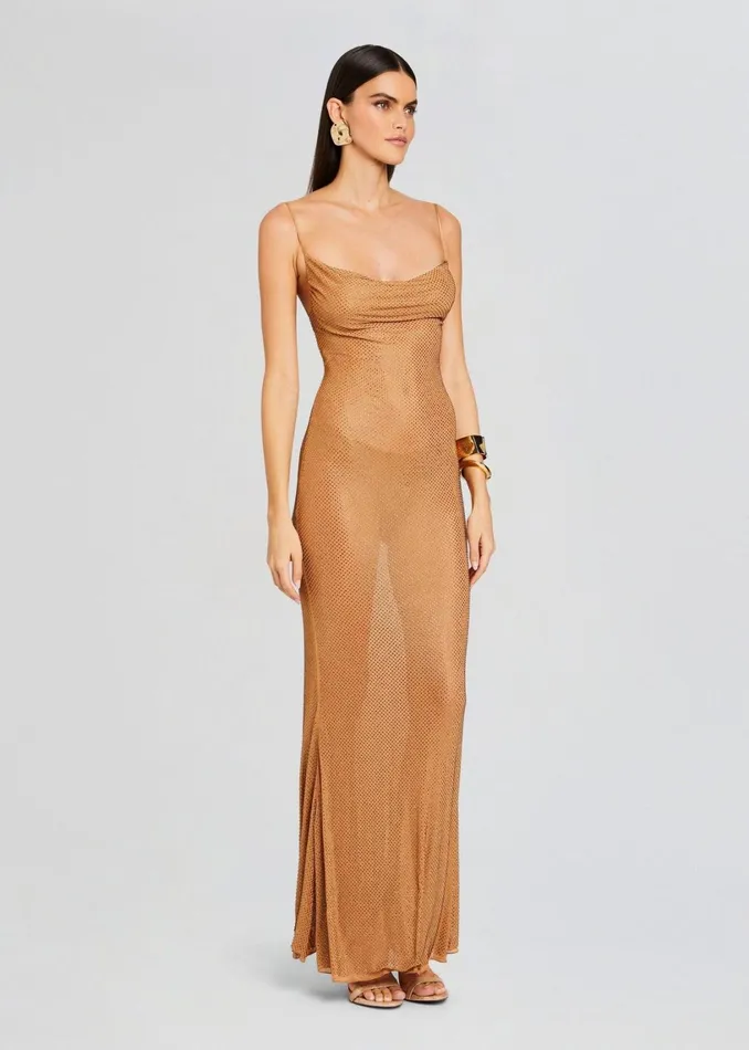 Retrofete Dresses Shilo Embellished Silk Dress Tannin 8211 Women