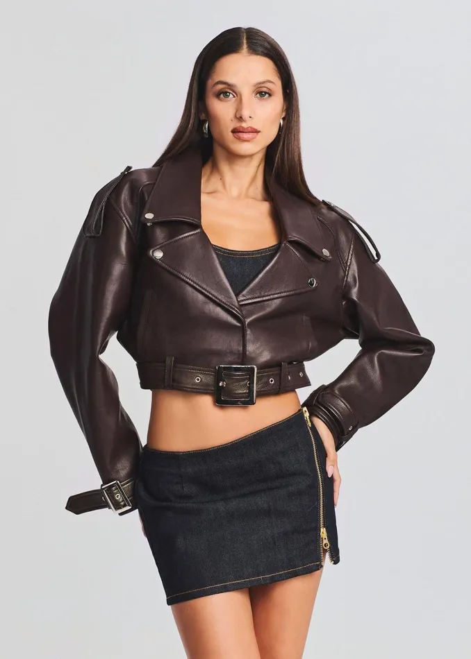 Retrofete Outerwear Victoria Leather Jacket Dark Chocolate 8211 Women