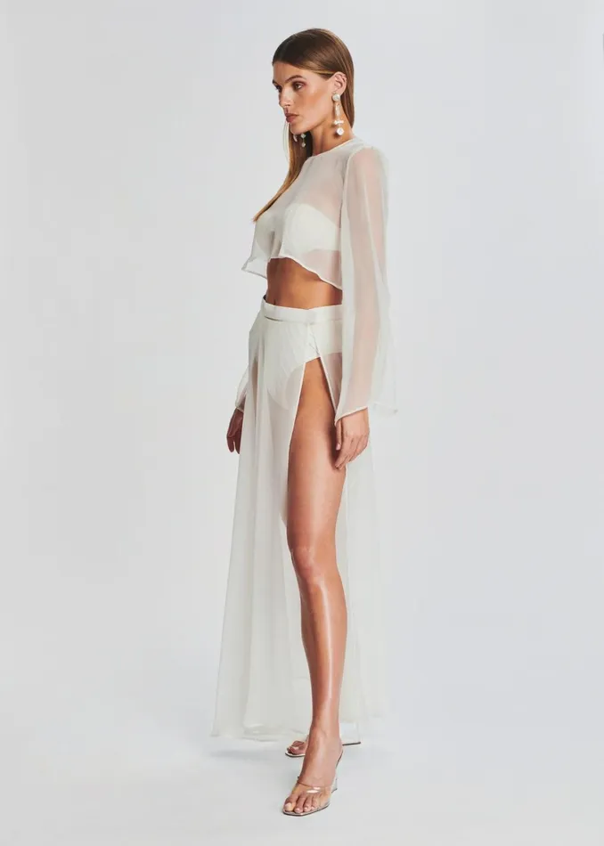 Retrofete Swim Alaia Long Slit Skirt Cream 8211 Women