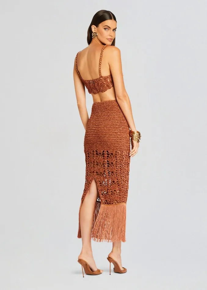 Retrofete Tops Bellini Crochet Top Metallic Brown 8211 Women
