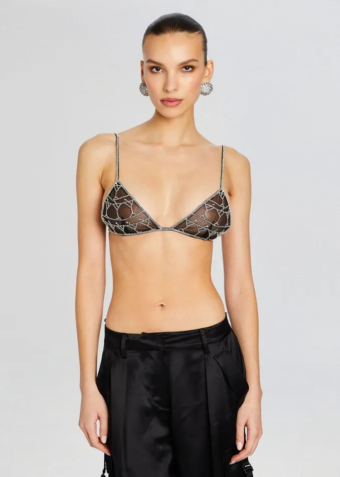 Retrofete Tops Deja Crystal Bra Blacksilver 8211 Women
